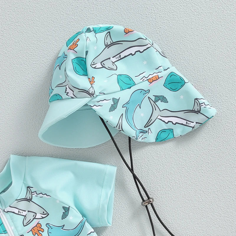 Conjunto de Praia Infantil Tubarão - Proteção UV e Conforto