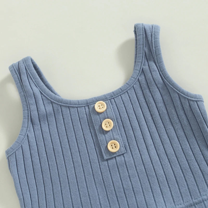 Conjunto Infantil Feminino Verão - Colete e Shorts Canelados