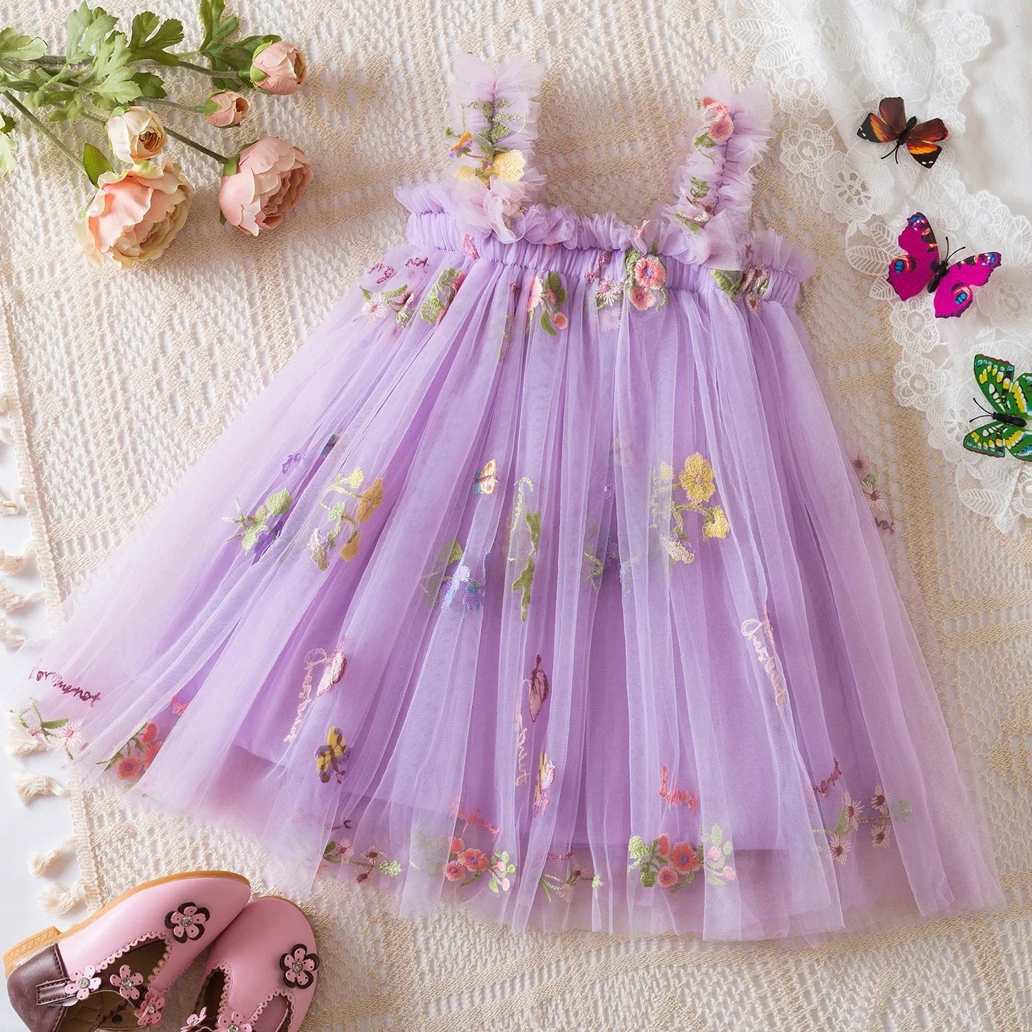 Vestido de Princesa com Asas de Borboleta para Meninas