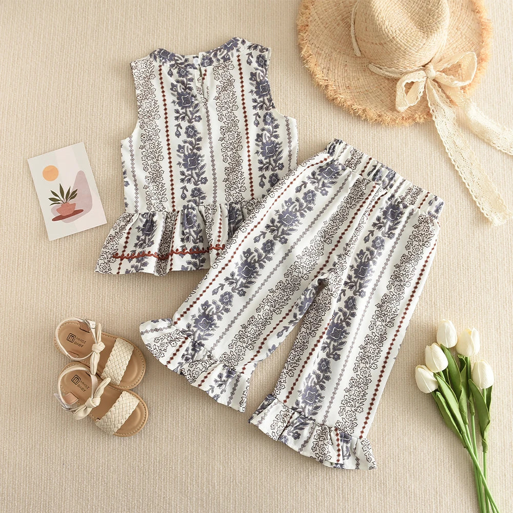 Conjunto Infantil Verão Estampado - Colete e Calças