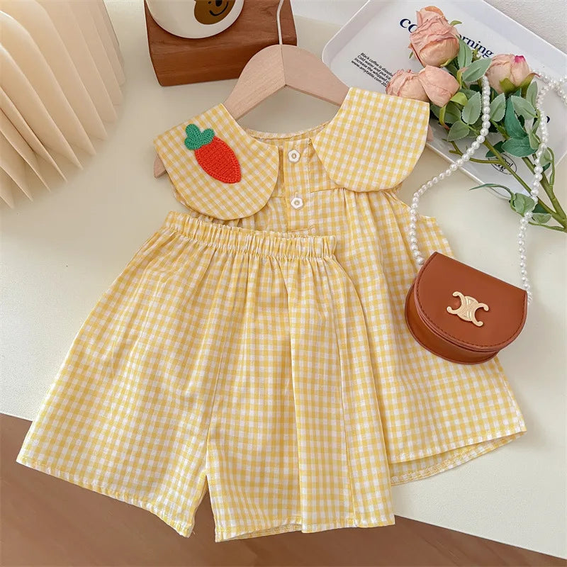 Conjunto Infantil Xadrez com Bordado