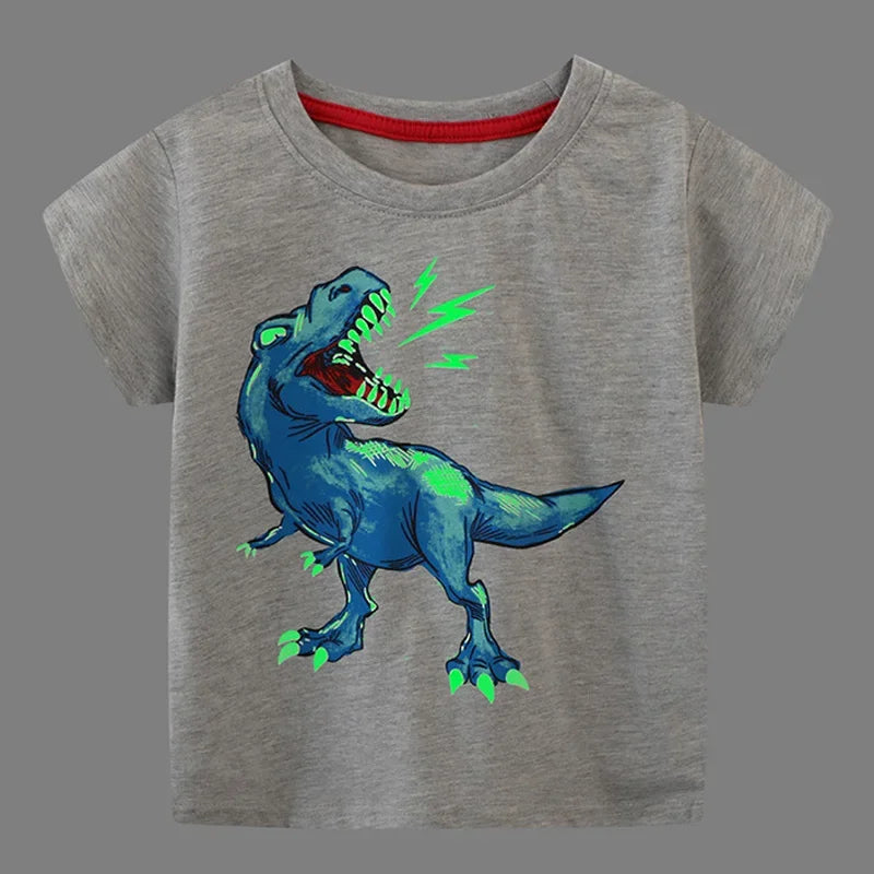 Camiseta Infantil Dinossauro e Tubarão - Moda Verão