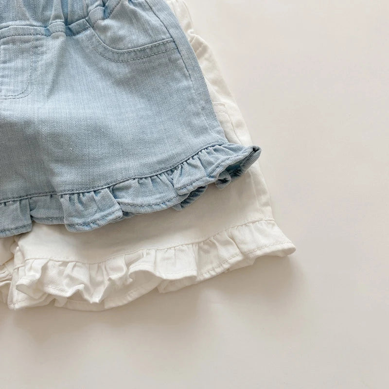 Shorts Jeans com Babados para Meninas - Verão Estiloso