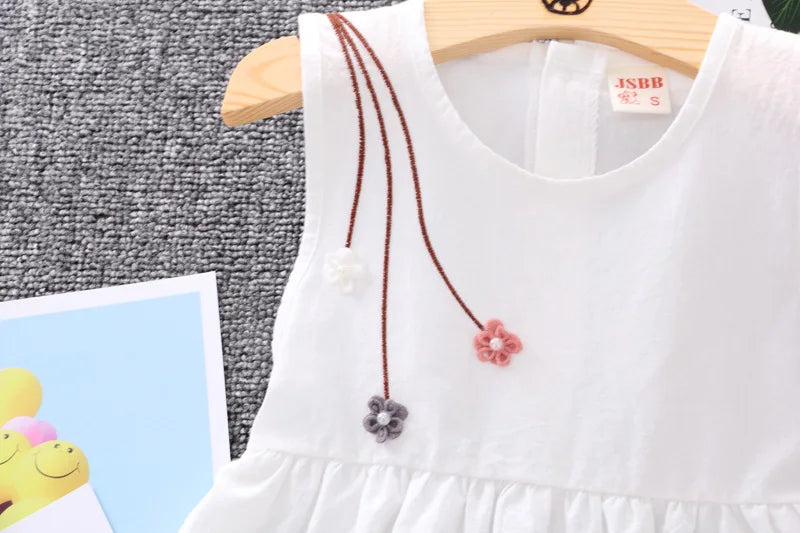 Vestido Infantil com Flor - Algodão Casual e Confortável