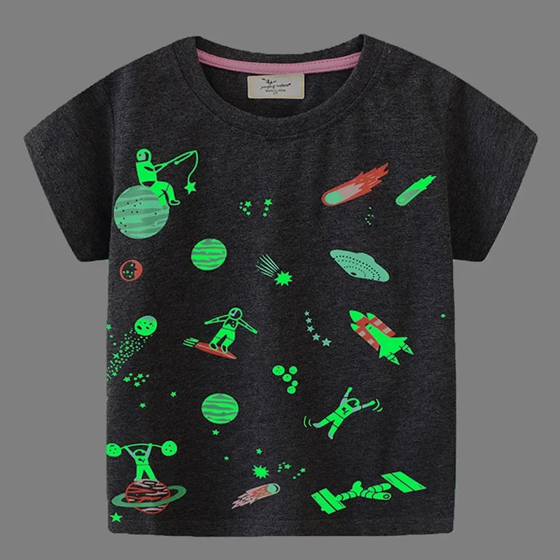 Camiseta Infantil Dinossauro e Tubarão - Moda Verão