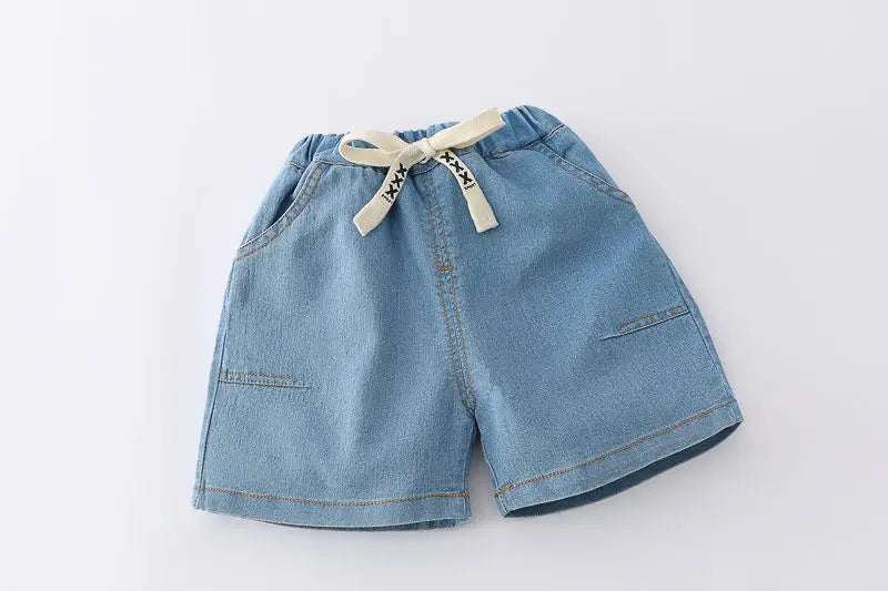 Conjunto Infantil Verão - Camiseta Foguete e Shorts Listrado (2 Peças)