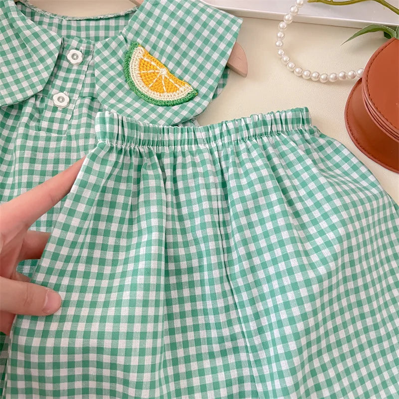 Conjunto Infantil Xadrez com Bordado