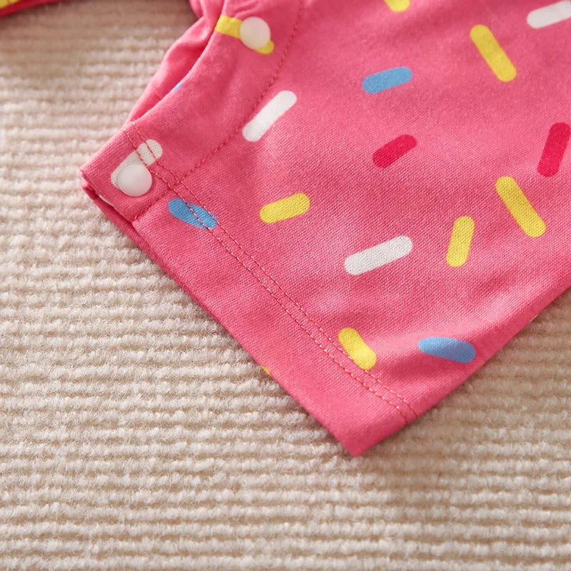 Conjunto Bebê Recém-Nascido - Macacão Rosa Estampa Donut
