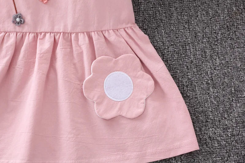 Vestido Infantil com Flor - Algodão Casual e Confortável