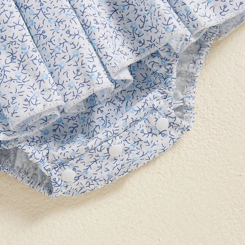 Macacão Bebê Menina - Estampa Floral com Gola Boneca e Saia Tule