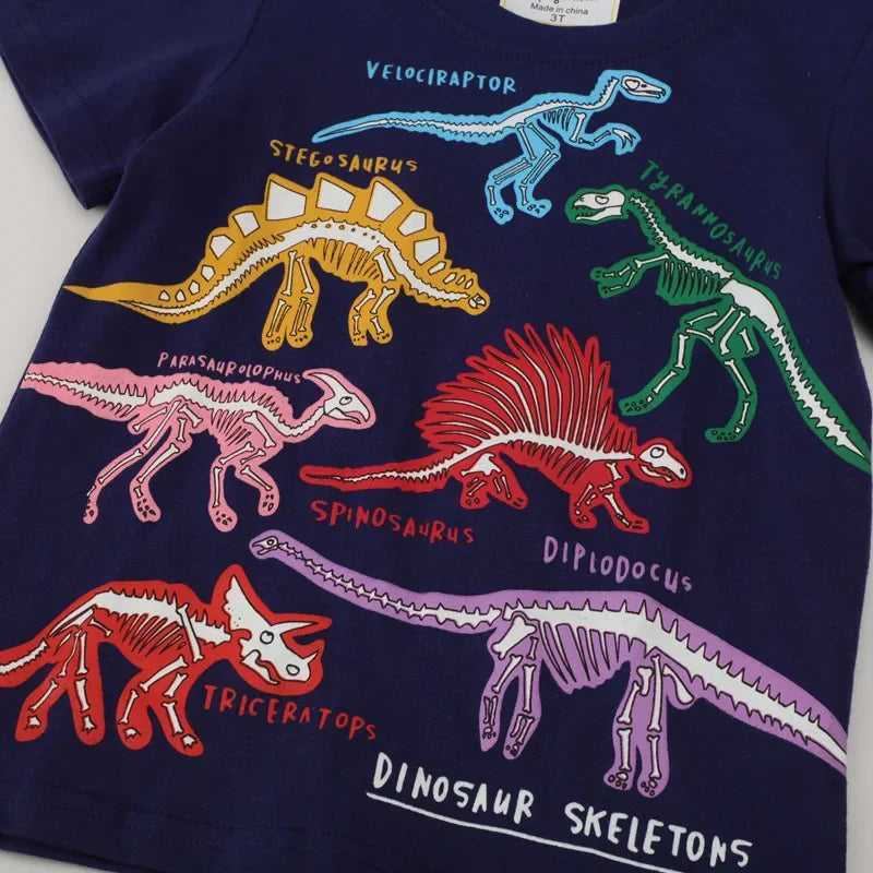 Camiseta Infantil Dinossauro e Tubarão - Moda Verão