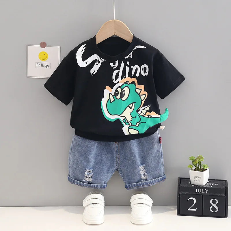 Conjunto Bebê Menino - Camiseta Dino e Shorts - 2 Peças