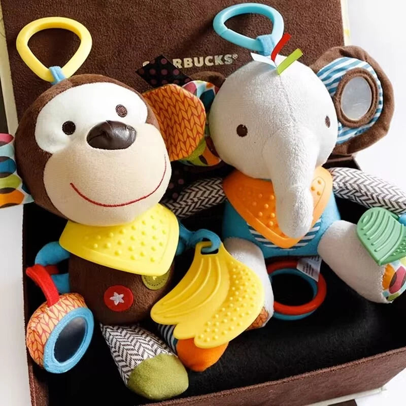 Animaizinhos de pelúcia para bebês experiência sensorial