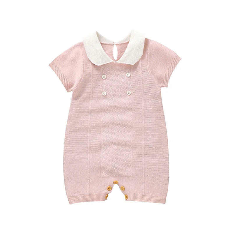 Macacão de Malha Manga Curta para Bebês - Estilo Casual
