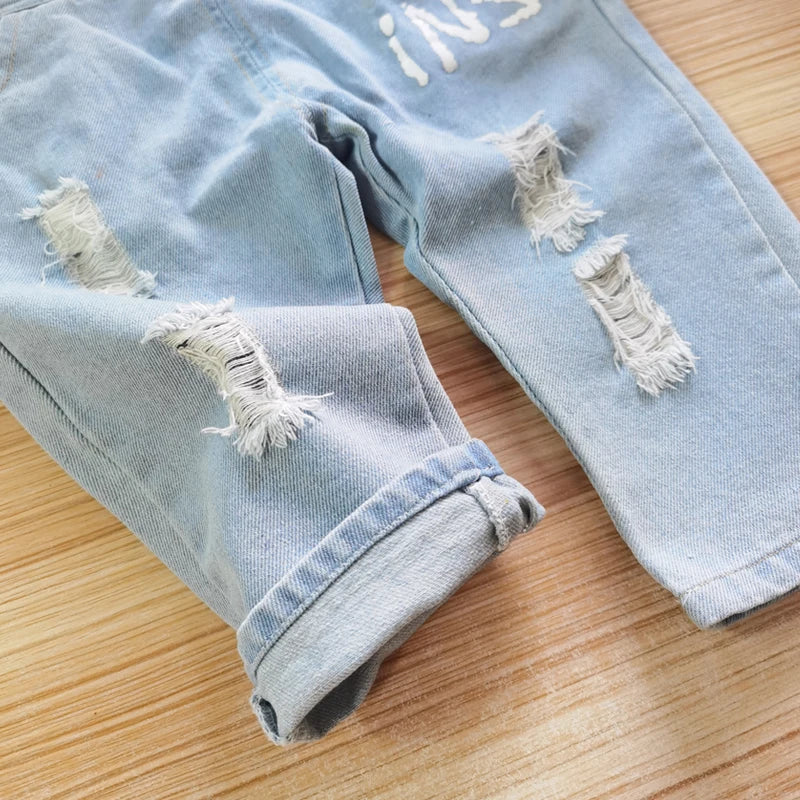 Macacão Infantil Jeans Unissex com Estampa Divertida