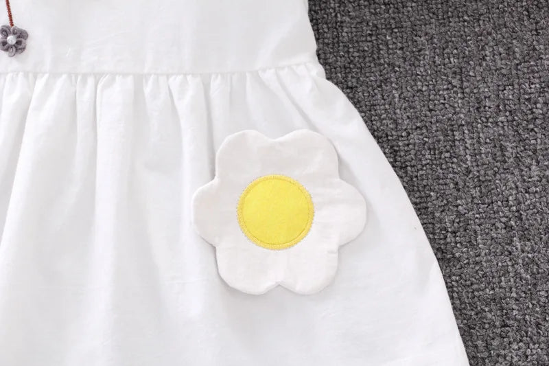 Vestido Infantil com Flor - Algodão Casual e Confortável