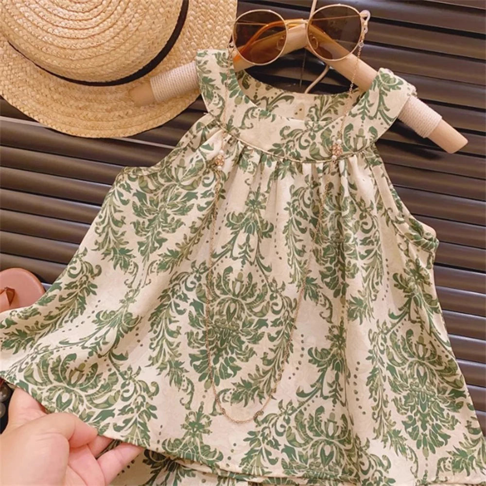 Conjunto Floral Infantil Halterneck - Verão Estiloso