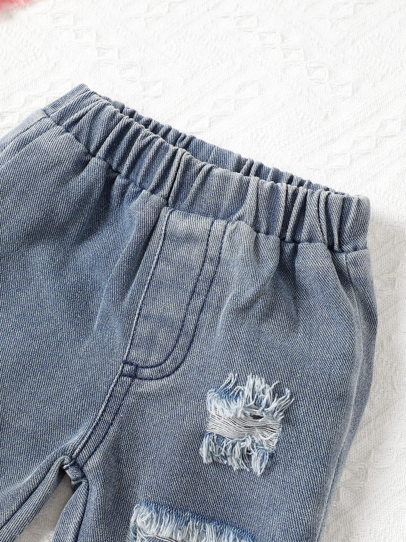 Conjunto Bebê Menina - Blusa Ombro a Ombro e Calça Jeans (2 Peças)