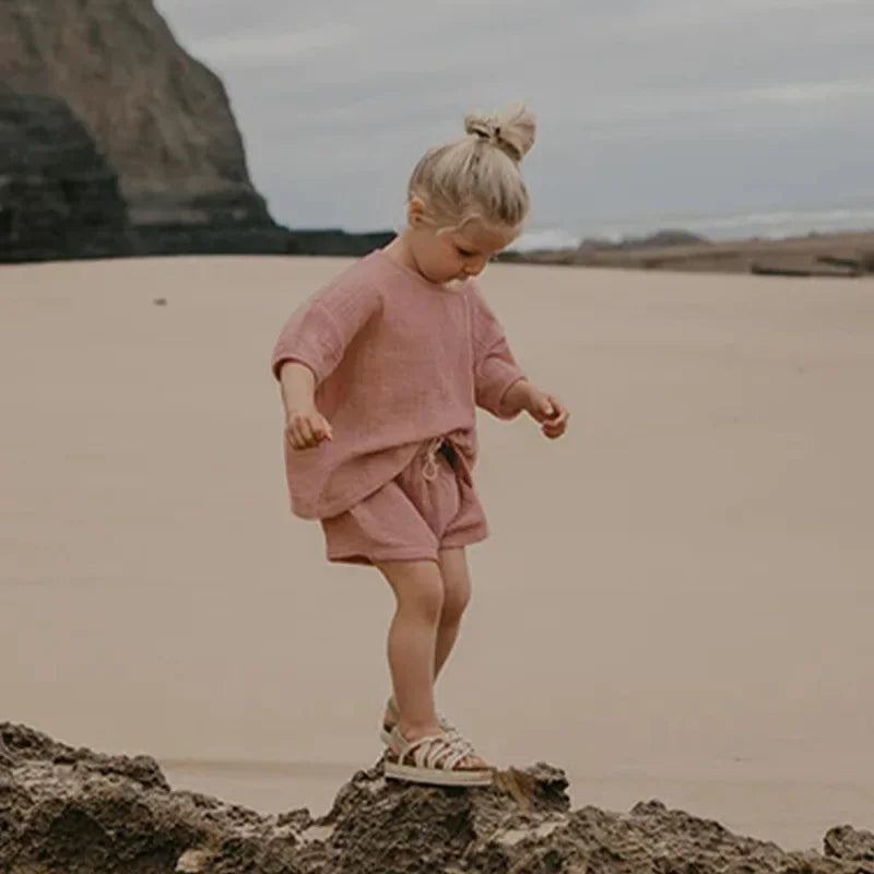 Conjunto Infantil de Algodão Musselina - Verão Casual