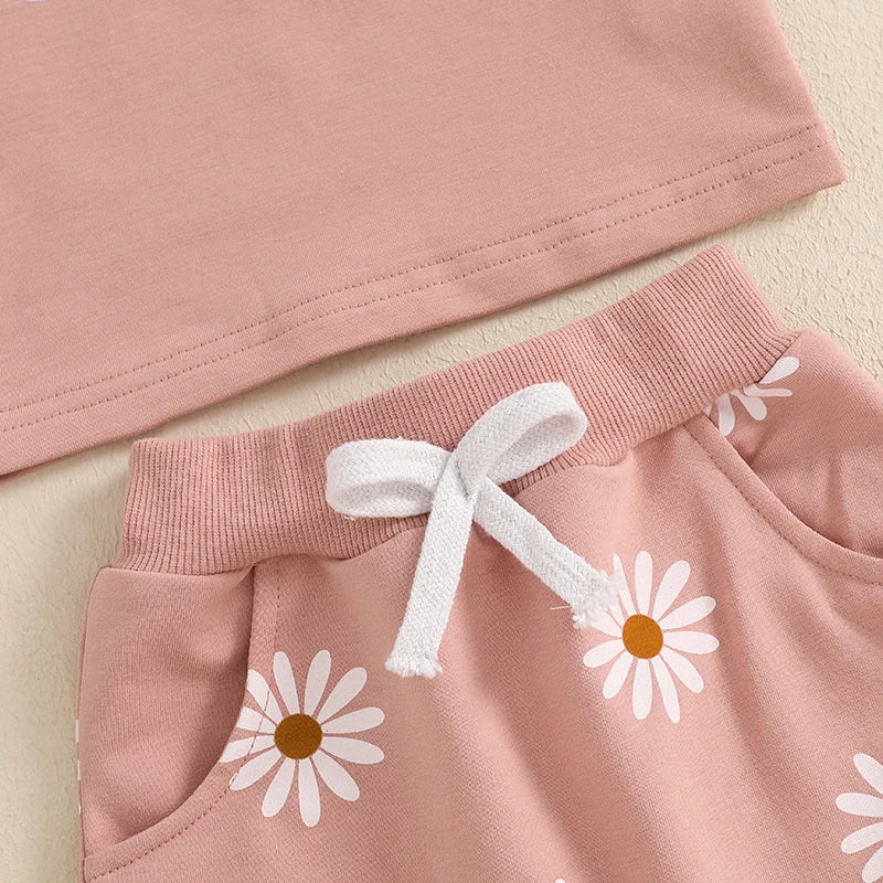 Conjunto Bebê Menina - Camiseta Mama's Girl e Shorts Margarida