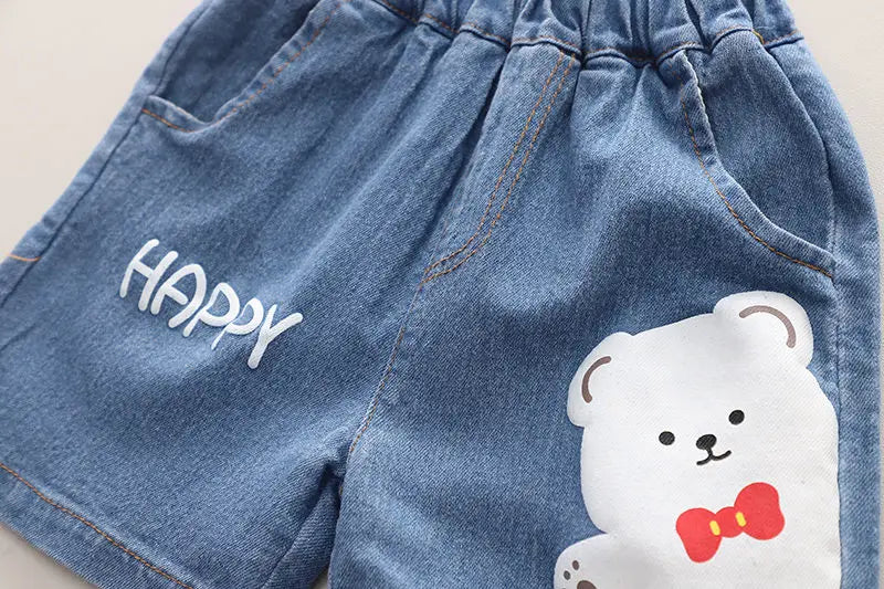 Conjunto Infantil Verão - Camiseta Urso e Shorts