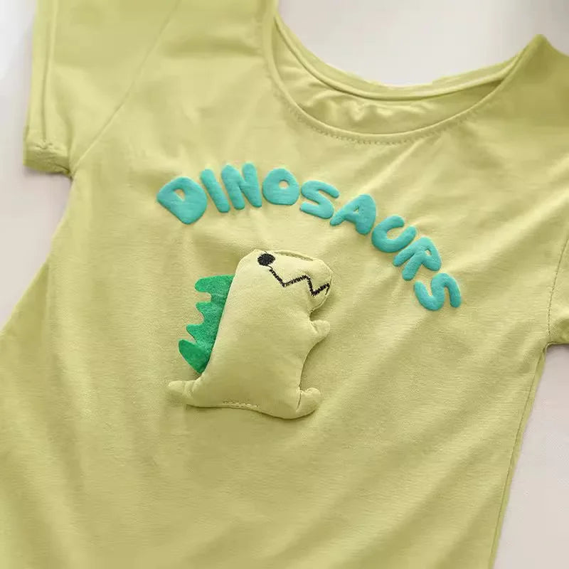 Conjunto Bebê Menino - Camiseta e Shorts Estampa Dinossauro (2 Peças)