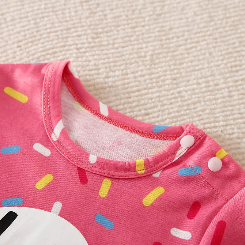 Conjunto Bebê Recém-Nascido - Macacão Rosa Estampa Donut