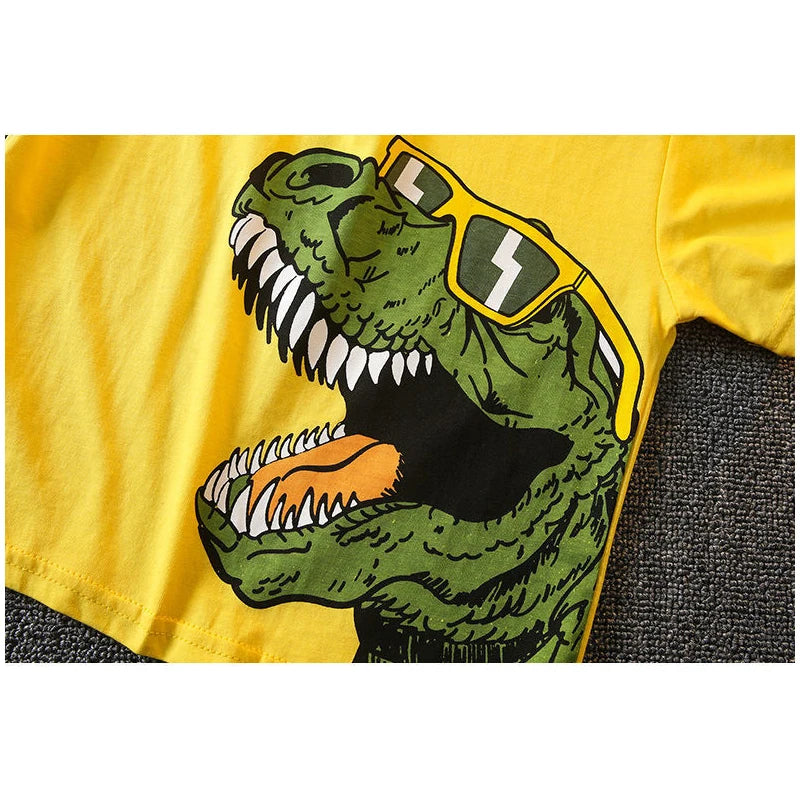 Conjunto Bebê Menino - Camiseta Algodão Estampa Dinossauro e Shorts (2 Peças)
