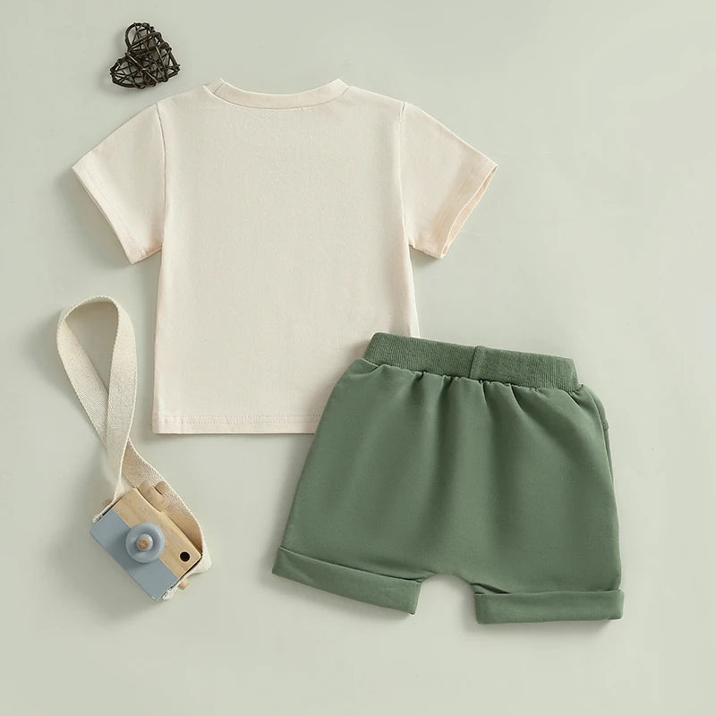 Conjunto Bebê Menino - Camiseta Avião e Shorts com Cós Elástico (2 Peças)