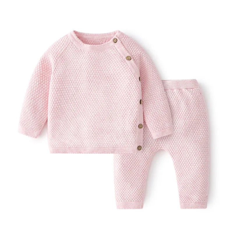 Conjunto em Tricô – Blusa e Calça de Algodão Meia Estação