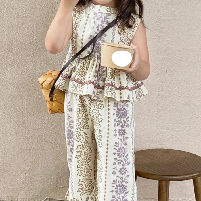 Conjunto Infantil Verão Estampado - Colete e Calças
