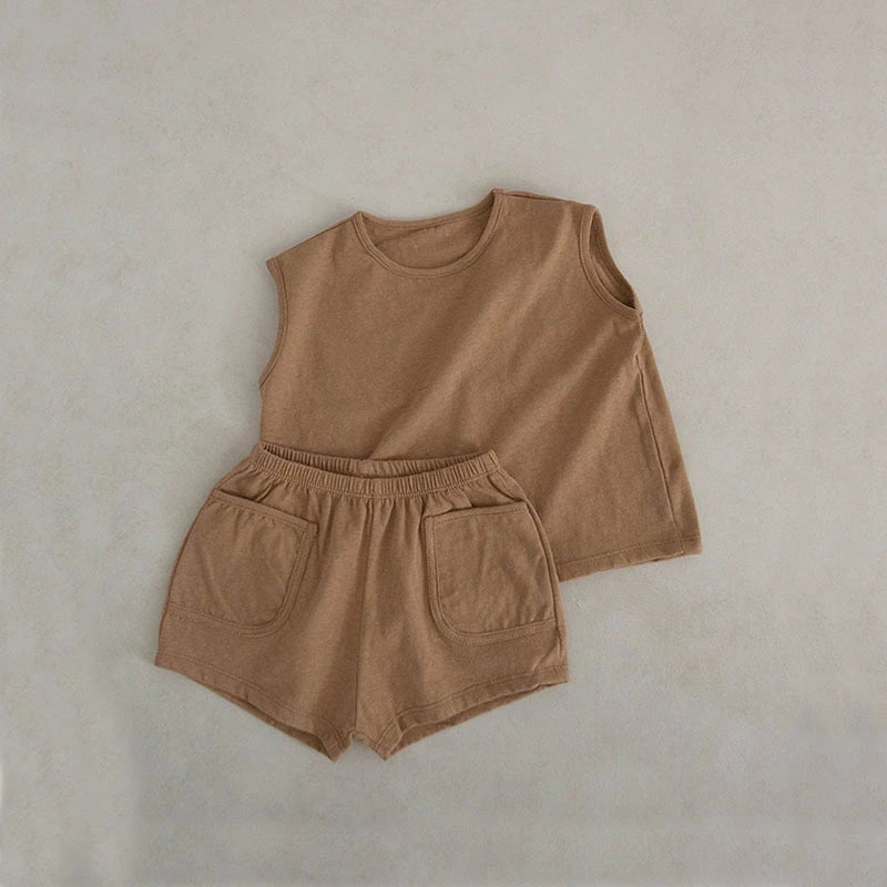 Conjunto Soft Verão Para Bebês Sem Mangas