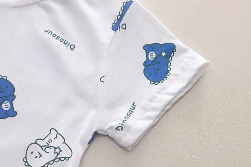 Conjunto Infantil Verão - Camiseta Estampada e Shorts com Alças (2 Peças)