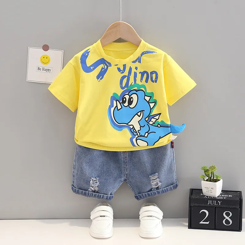 Conjunto Bebê Menino - Camiseta Dino e Shorts - 2 Peças