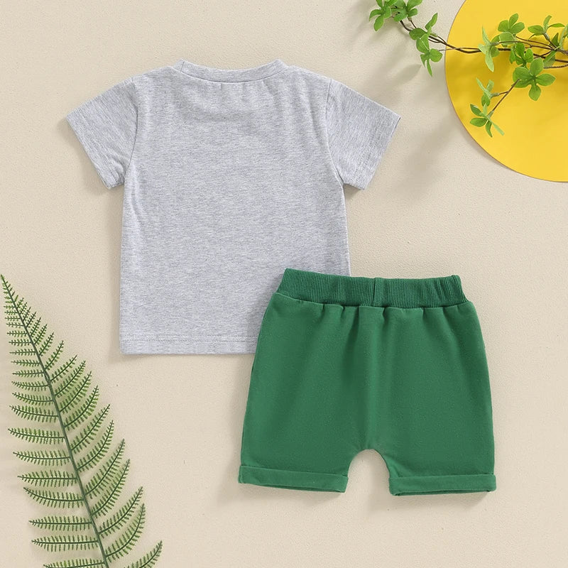Conjunto Bebê Menino - Camiseta Estampa Trator e Shorts com Cós Elástico
