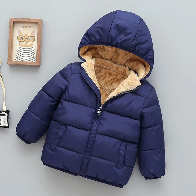 Casaco Infantil de Inverno com Capuz e Pelúcia