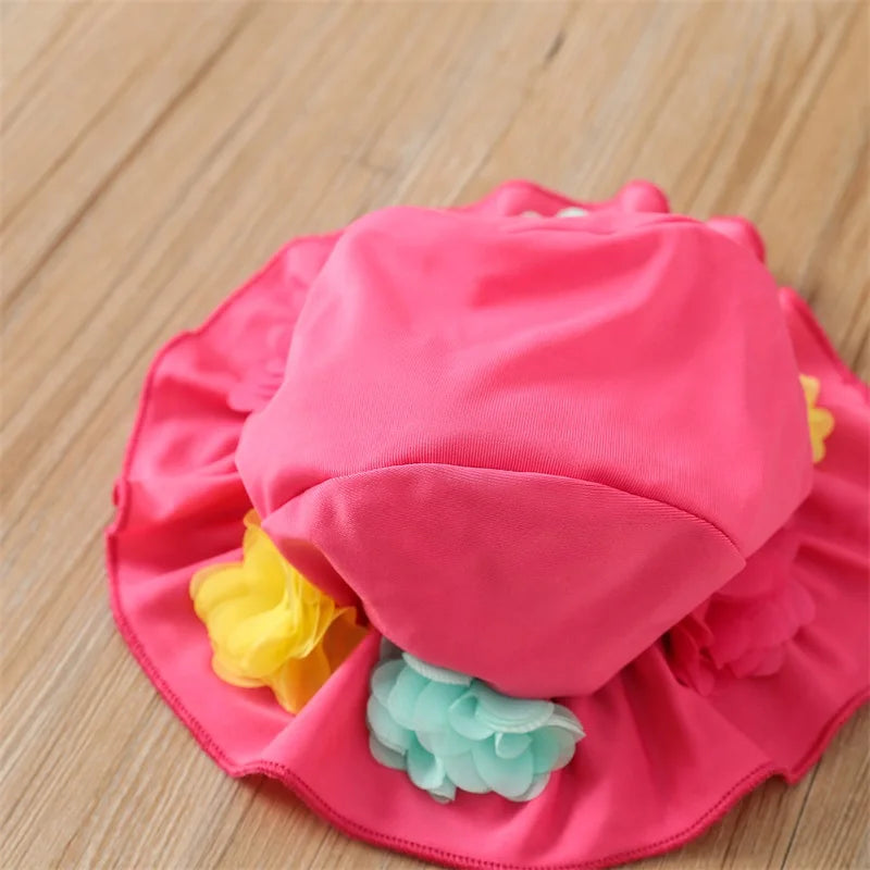 Conjunto de Maiô Floral 3 Peças para Meninas