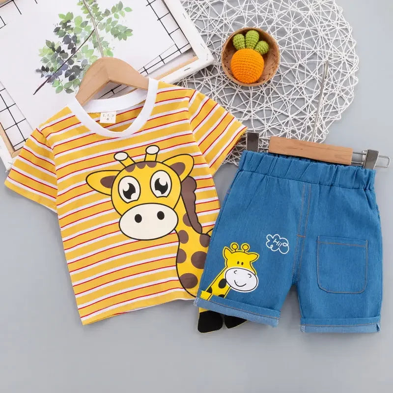 Conjunto girafa camiseta e bermuda 2 peças