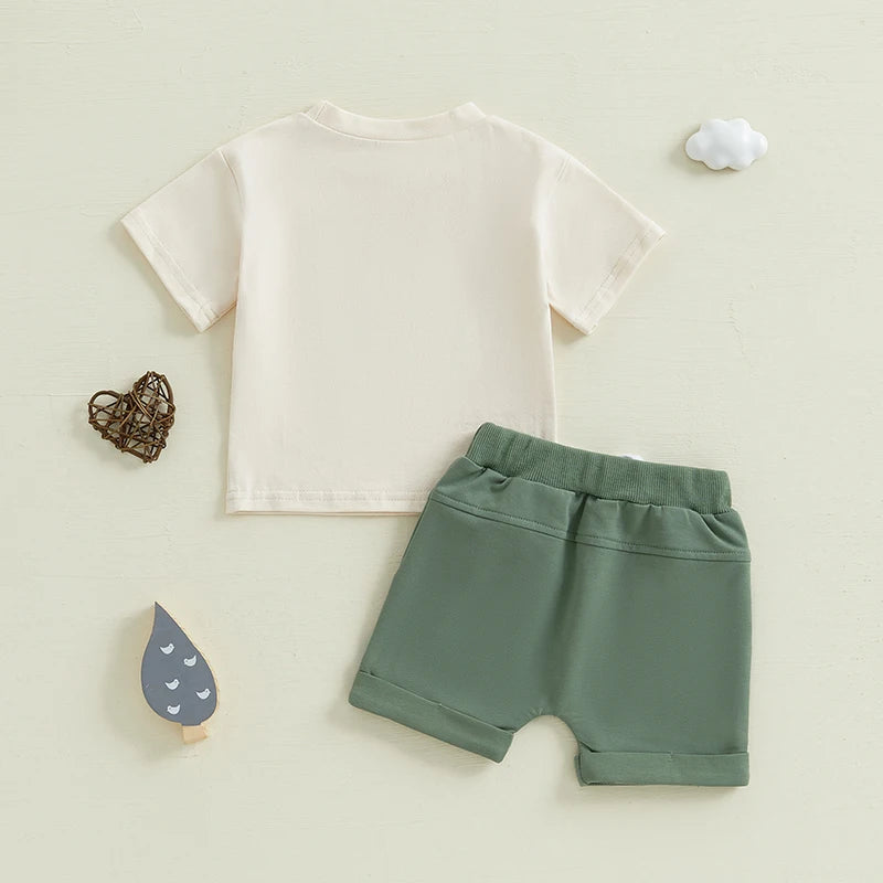 Conjunto Bebê Menino - Camiseta Manga Curta e Shorts Casuais com Trator