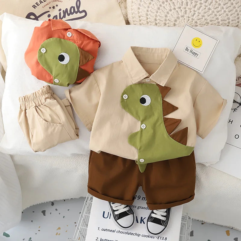 Conjunto roupa infantil para bebê meninos camisa e bermuda