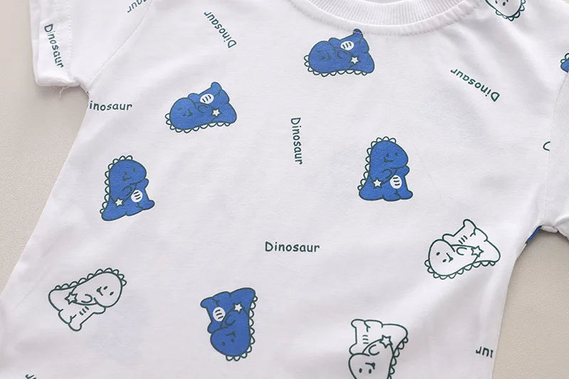 Conjunto Infantil Verão - Camiseta Estampada e Shorts com Alças (2 Peças)