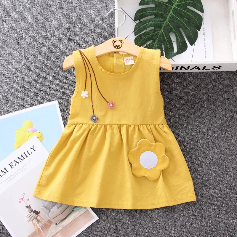 Vestido Infantil com Flor - Algodão Casual e Confortável