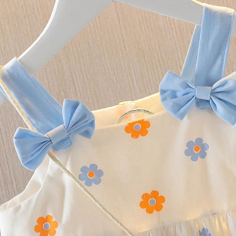 Vestido Floral de Algodão 2 Peças para Bebês