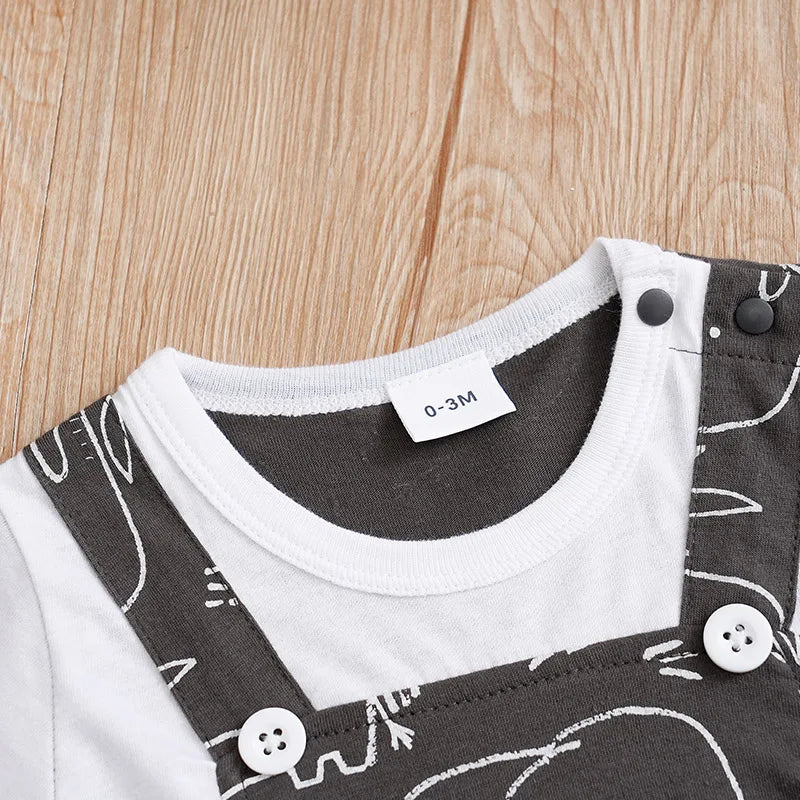 Macacão Bebê Unissex - Algodão Macio com Alças e Estampa de Elefante