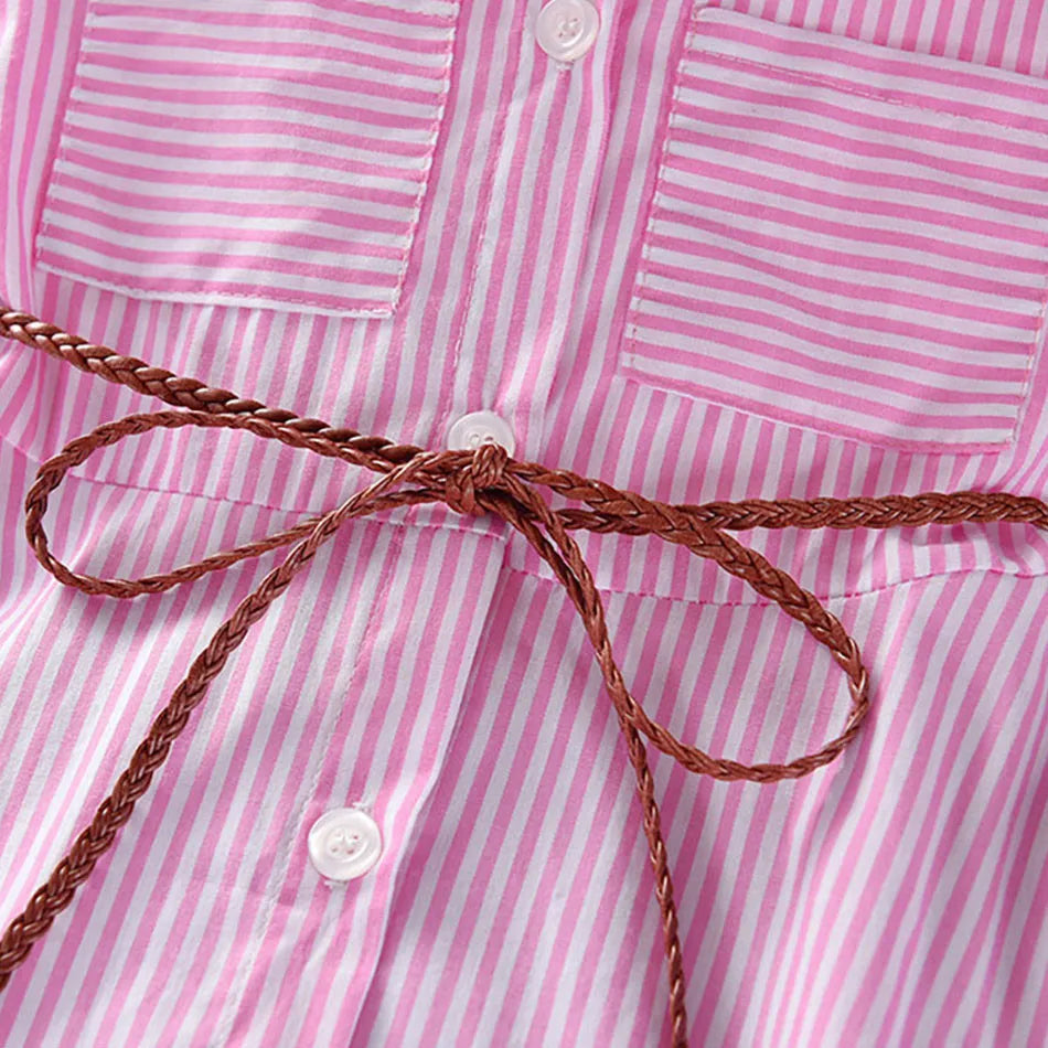 Vestido Casual Listrado para Meninas - Estilo Elegante e Confortável para Primavera e Outono