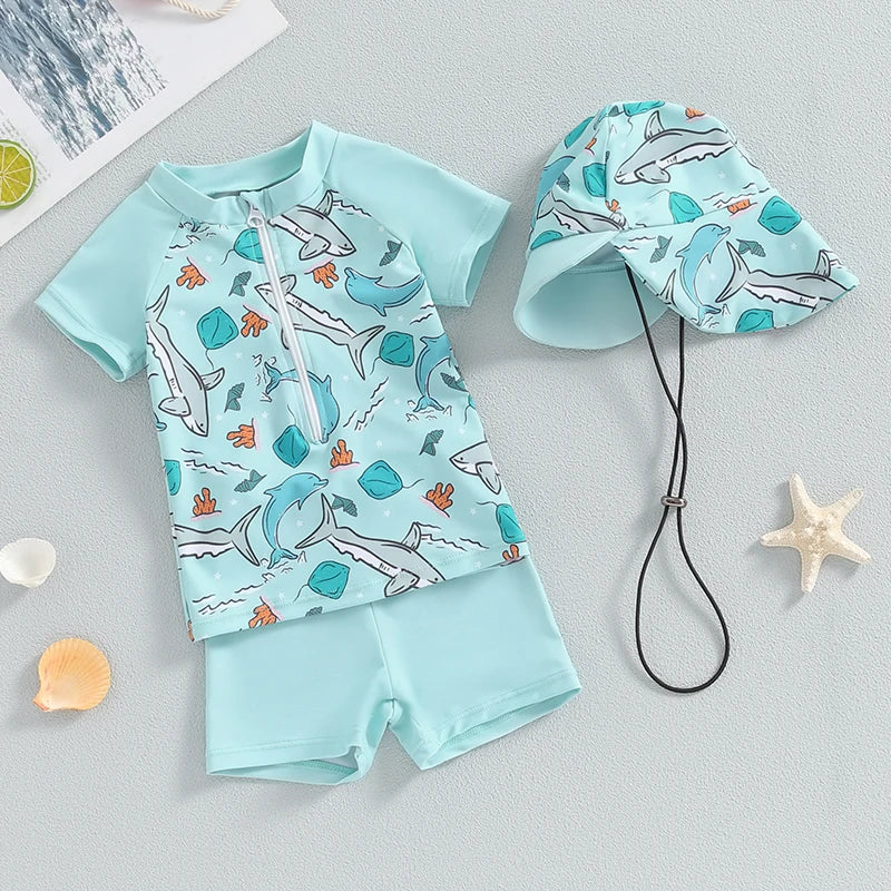 Conjunto de Praia Infantil Tubarão - Proteção UV e Conforto