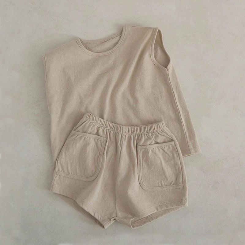 Conjunto Soft Verão Para Bebês Sem Mangas