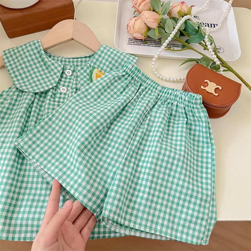 Conjunto Infantil Xadrez com Bordado