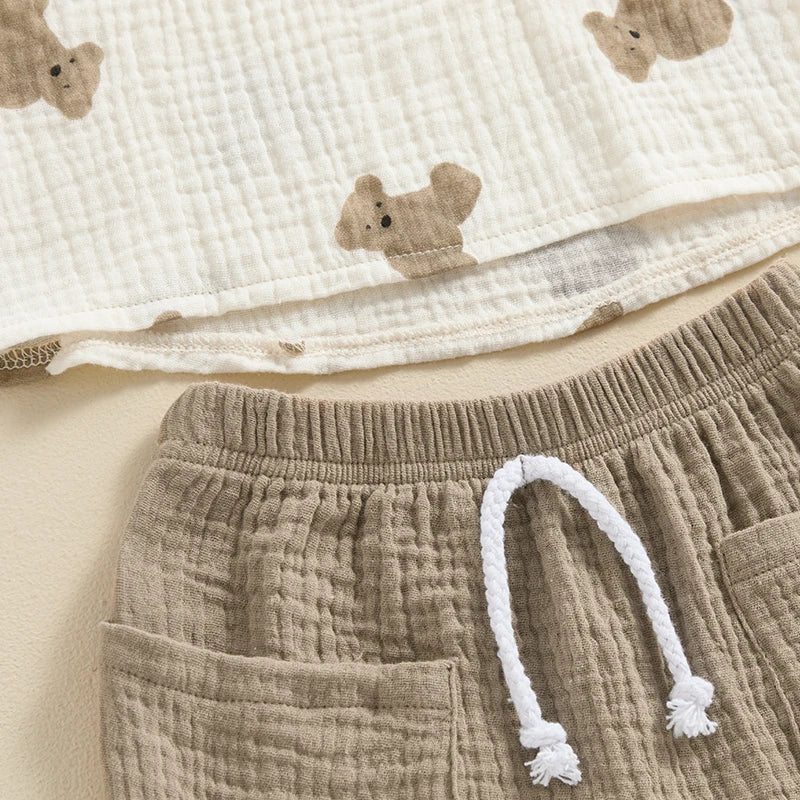 Conjunto Meninos Camiseta Ursinhos e Bermuda