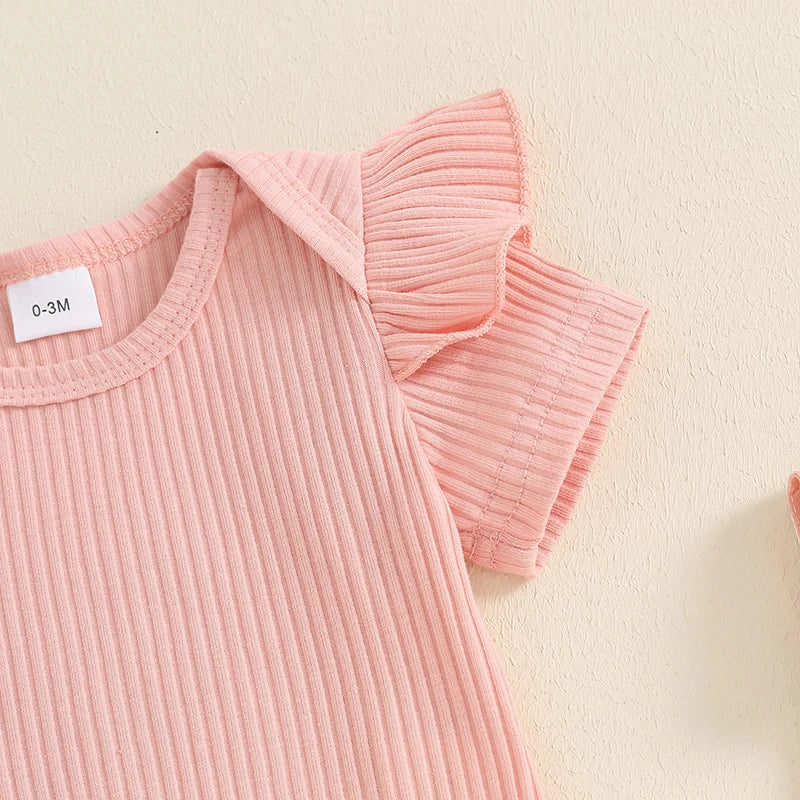 Conjunto Bebê Menina - Body Manga Curta e Macacão Estampado